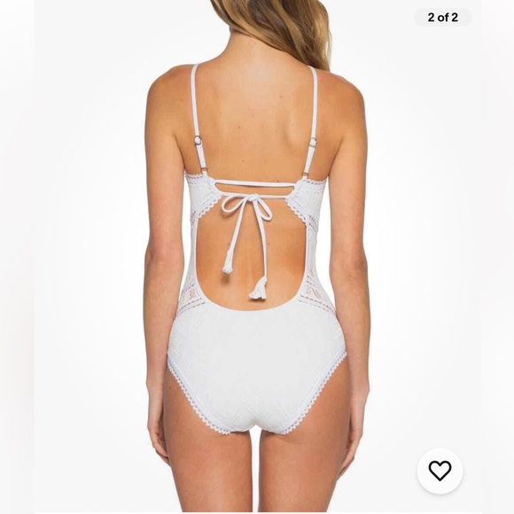 🤍 BECCA Prarie Rose WHITE High Neck Halter CROCHET LACE One Piece SWIMSUIT | S - Picture 10 of 15